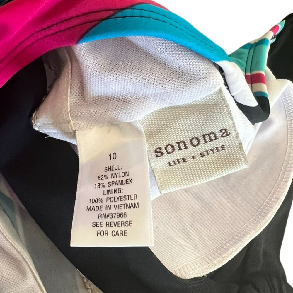 Women's Sonoma Colorful Striped Crossback Tankini Top Size 10 - Picture 4 of 4